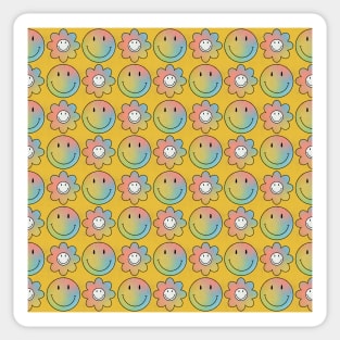 Psychedelic Flowers & Smileys Sticker